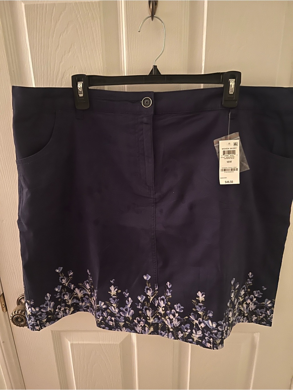NWT Karen Scott Navy Floral Hem Skort Size 18W